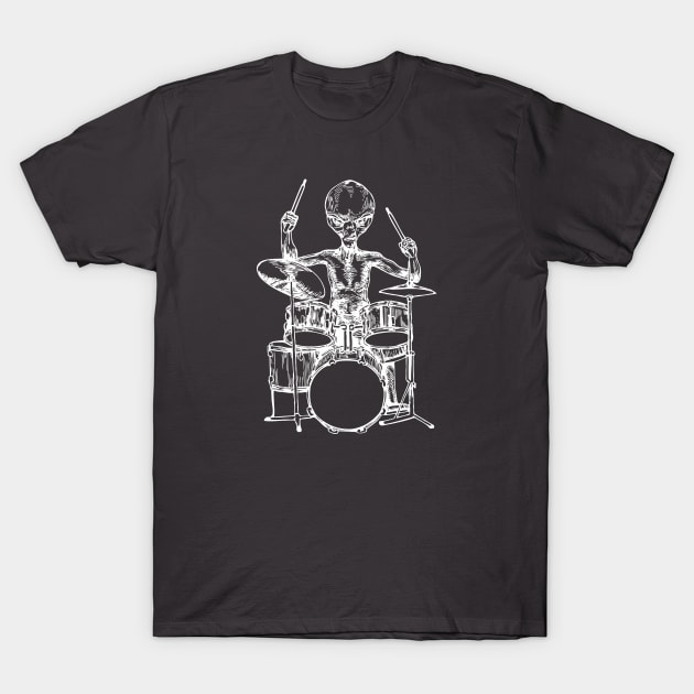 SEEMBO Alien Playing Drums Drummer Musician Drumming Band T-Shirt by SEEMBO